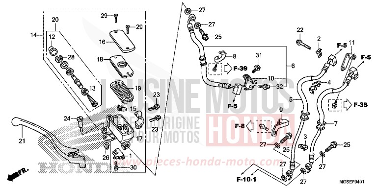 MAITRE-CYLINDRE FREIN AV. (NC700SA/SD) de NC700S DCT GRAPHITE BLACK (NHB01) 2012